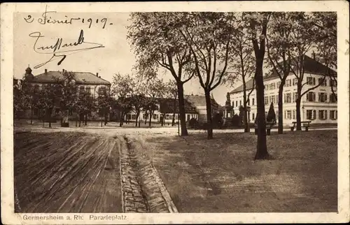 Ak Germersheim in der Rheinebene Rheinland Pfalz, Partie am Paradeplatz