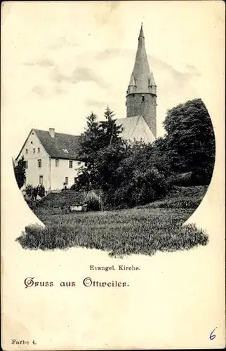 Ak Ottweiler im Kreis Neunkirchen Saarland, Blick auf die evangelische Kirche