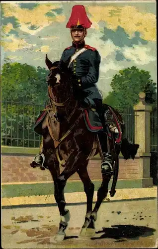 Künstler Ak Hoffmann, Anton, Deutscher Soldat auf seinem Pferd, Portrait