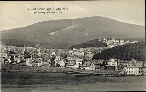 Ak Braunlage im Oberharz, Panoramaansicht vom Ort mit Wurmberg