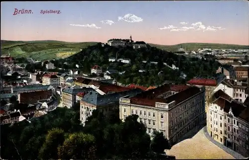 Ak Brno Brünn Südmähren, Teilansicht der Stadt mit Blick zum Spielberg