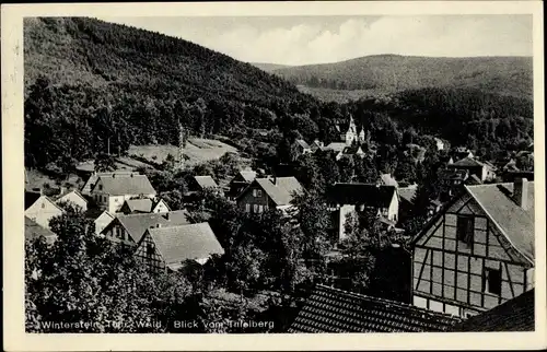 Ak Winterstein Waltershausen in Thüringen, Blick vom Thielberg auf den Ort