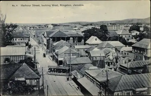Ak Kingston Jamaika, View of the Harbour Street, Looking West