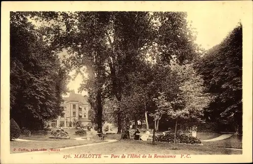 Ak Marlotte Seine et Marne, Parc de l'Hotel de la Renaissance, Parkpartie