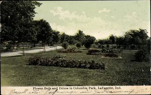 Ak La Fayette Indiana USA, Flower beds and drives in Columbia Park, Parkpartie