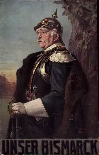 Künstler Ak Fürst Otto von Bismarck, Portrait, Uniform, Pickelhaube, Säbel