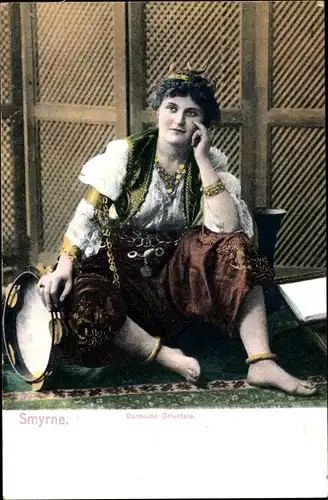 Ak Smyrna Izmir Türkei, Danseuse orientale, Türkische Tänzerin, Tamburin