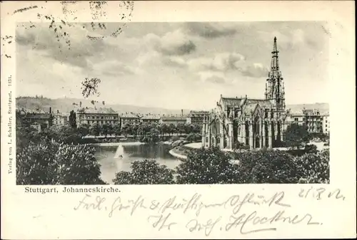 Ak Stuttgart in Baden Württemberg, Blick auf die Johanneskirche