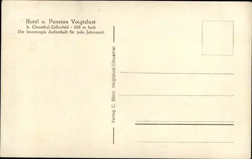 Ak Clausthal Zellerfeld im Oberharz, Hotel Voigtslust, Fliegeraufnahme