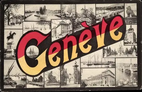 Buchstaben Ak Genève Genf Stadt Kt. Genf Schweiz, Wahrzeichen der Stadt