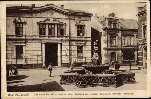 Ak Bad Oldesloe in Schleswig Holstein, Der neue Marktbrunnen vor dem Rathaus, Zauleck & Hormann