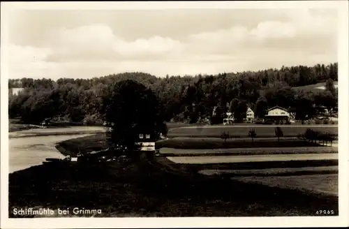 Ak Grimma in Sachsen, Schiffmühle, Panorama vom Ort