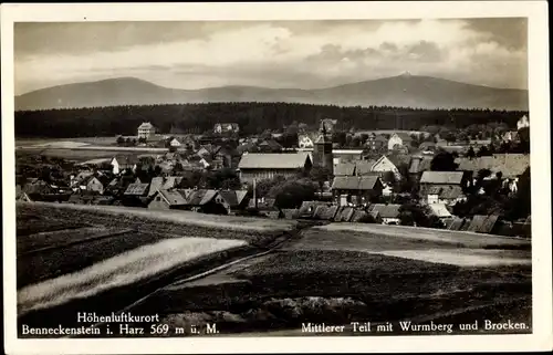 Ak Benneckenstein Oberharz am Brocken, Mittlerer Teil mit Wurmberg und Brocken 