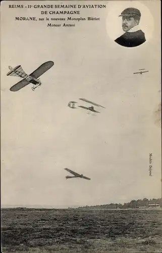 Ak Reims, 11e Grande Semaine d'Aviation de Champagne, Morane, Monoplan Blériot