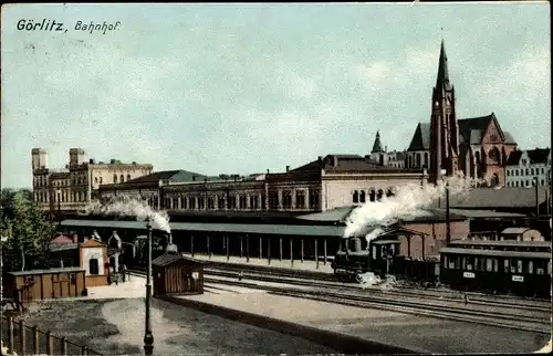 Ak Görlitz in der Lausitz, Bahnhof, Gleisseite