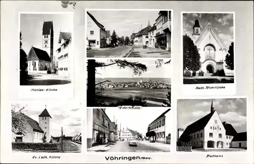 Foto Ak Vöhringen an der Iller in Schwaben, Stadtansichten, Kirche, Rathaus