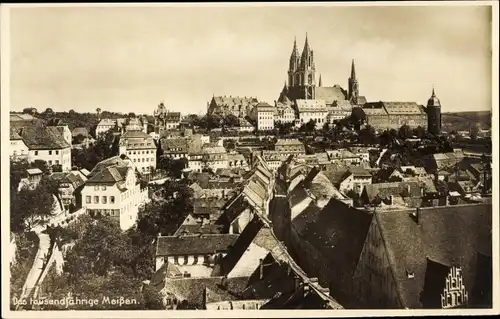 Ak Meißen in Sachsen, Blick über die Dächer der Stadt zur Albrechtsburg