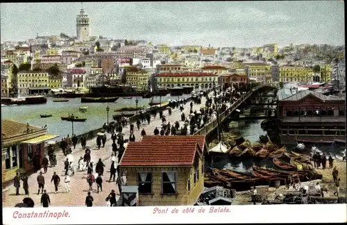 Ak Konstantinopel Istanbul Türkei, Pont de côté de Galata, Brücke
