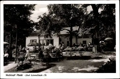 Ak Bad Schwalbach im Taunus Hessen, Waldcafe Platte, Inh. Rosek, Terrasse, Gäste im Garten