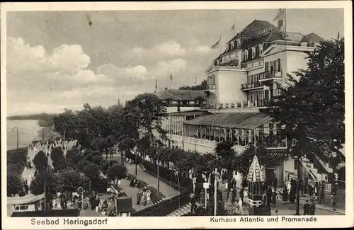 Ak Ostseebad Heringsdorf auf Usedom, Blick auf Kurhaus Atlantic und Promenade