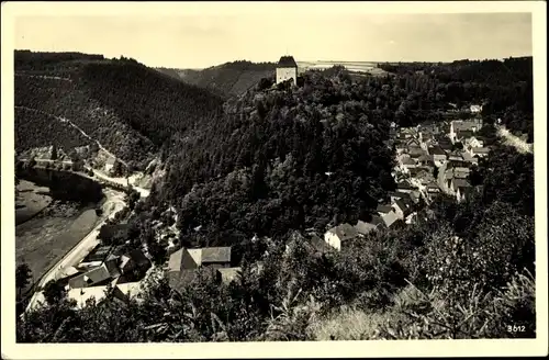 Ak Ziegenrück am Schiefergebirge Thüringen, Blick auf den Ort mit Umgebung