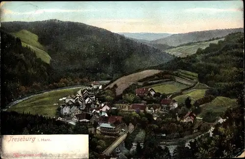 Ak Treseburg Thale im Harz, Blick auf den Ort mit Umgebung