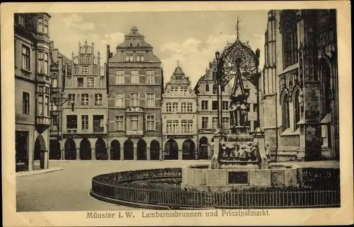 Ak Münster in Westfalen, Lambertusbrunnen und Prinzipalmarkt, Fotohaus 