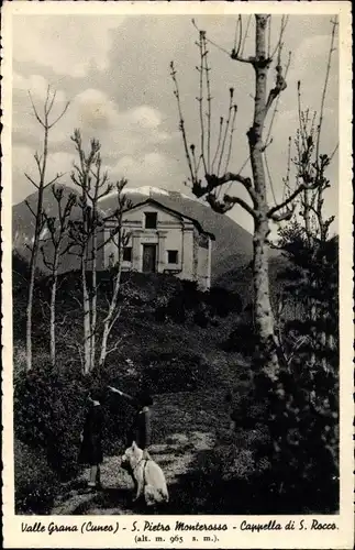 Ak Valgrana Cuneo Piemonte, S. Pietro Monterosso, Cappella di S. Rocco, Kapelle, Kinder mit Hund