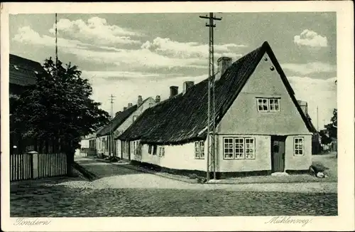 Ak Tønder Tondern Dänemark, Mühlenweg, Straßenpartie