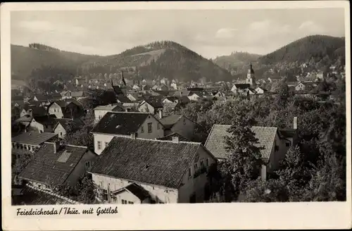 Ak Friedrichroda im Thüringer Wald, Blick über den Ort mit Gottlob