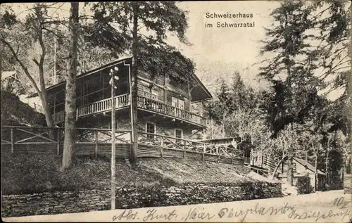 Ak Schwarzburg in Thüringen, Blick auf das Schweizerhaus im Schwarzatal