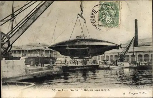 Ak Französisches U Boot, Goubet, Bateau Sous Marin, Hafenpartie