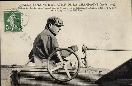 Ak Grande Semaine d'Aviation de la Champagne, Août 1909, Hubert Latham