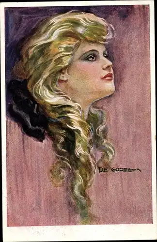Künstler Ak de Godella, Frauenportrait, Blondine