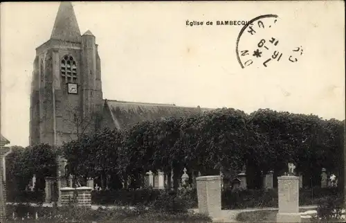 Ak Bambecque Nord, Eglise, Blick zur Kirche mit Friedhof, Grabmale