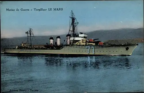 Ak Französisches Kriegsschiff, Le Mars, 71, Torpilleur, Marine de Guerre