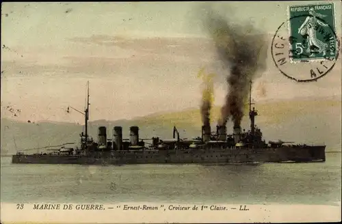 Ak Französisches Kriegsschiff, Ernest Renan, Croiseur de 1re Classe, Marine de Guerre