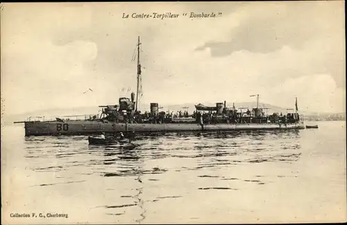Ak Französisches Kriegsschiff, Bombarde, BO, Contre Torpilleur