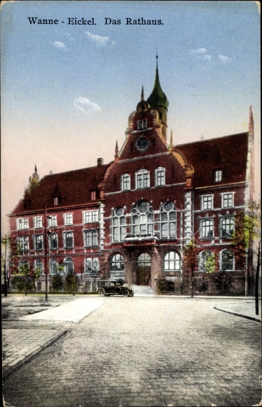 Ak Herne Im Ruhrgebiet Nordrhein Westfalen Partie Zum Rathaus Nr