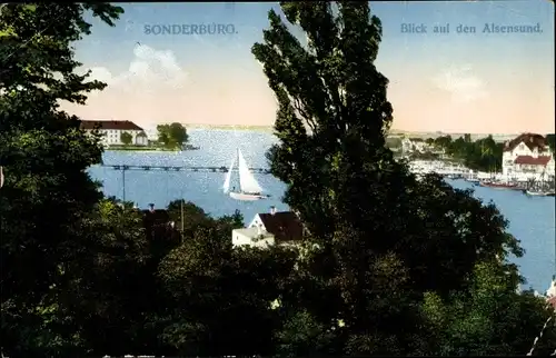 Ak Sønderborg Sonderburg Dänemark, Blick auf den Alsensund, Meer