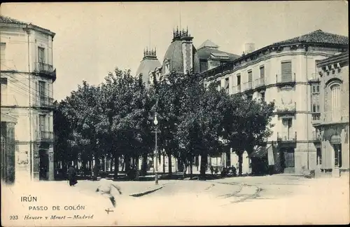 Ak Irún Irun Baskenland Spanien, Paseo de Colon, Stadtansicht, Straßenpartie