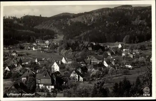 Ak Jonsdorf in Sachsen, Stadtpanorama, Gondelfahrt, Schalkstein