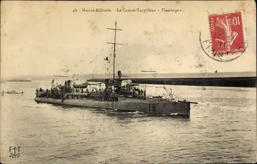 Ak Französisches Kriegsschiff, Flamberge, FB, Contre Torpilleur, Marine Militaire
