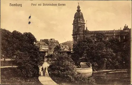 Ak Hamburg, Blick nach Post mit Botanischen Garten
