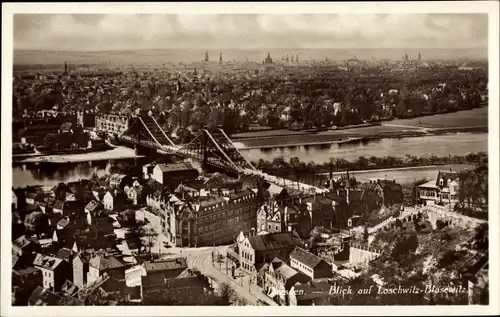 Ak Dresden Dresden Nordost Loschwitz, Blick auf den Ortsteil, Elbbrücke