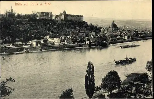 Ak Pirna in Sachsen, Blick auf den Ort und die Elbe