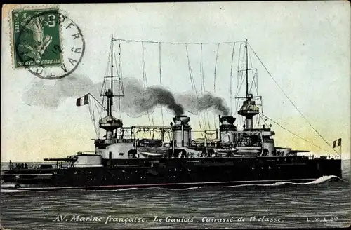 Ak Französisches Kriegsschiff, Le Gaulois, Cuirassé de 1e Classe, Marine Francaise