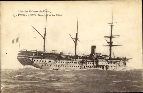 Ak Französisches Kriegsschiff, Vinh Long, Transport de 1re Classe, Marine Militaire Francaise