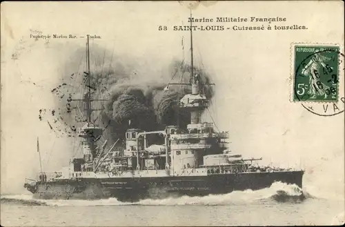Ak Französisches Kriegsschiff, St. Louis, Cuirassé d'Escadre à Tourelles, Marine Militaire Francaise