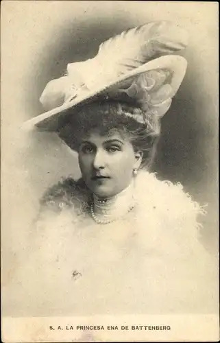 Ak Königin Victoria von Spanien, Ehefrau König Alfons XIII. von Spanien, Portrait